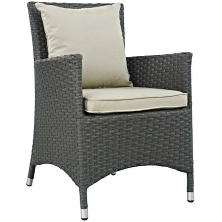 EAST END IMPORTS Sojourn Outdoor Patio Armchair- Antique Canvas Beige EEI-1924-CHC-BEI